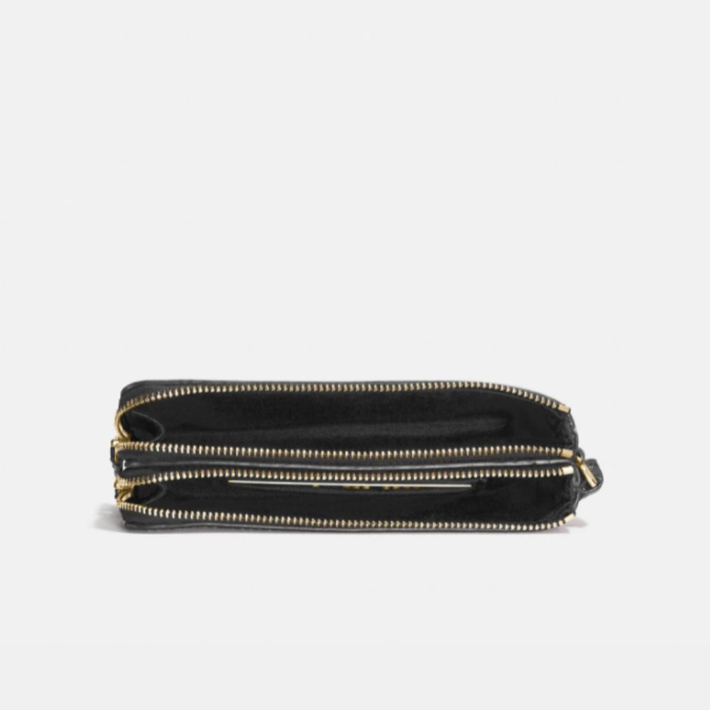 NWT COACH Double Corner Zip Wristlet In Signature Canvas in Brown/Black - Picture 4 of 5